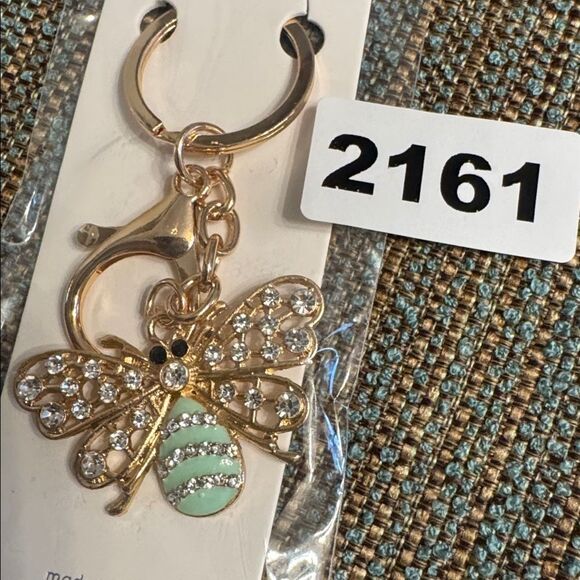 Accessories - 2161  Rhinestone Butterfly Key Ring, Bag Charm